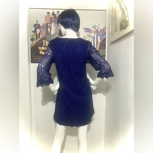 Vintage Y2K H&M Retro Look BOHO Crochet Dress - Navy Blue
